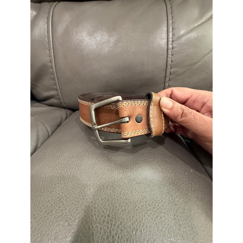 Wrangler Mens Tan‎ Brown Genuine Leather Belt Stitched Size 42 BW25352